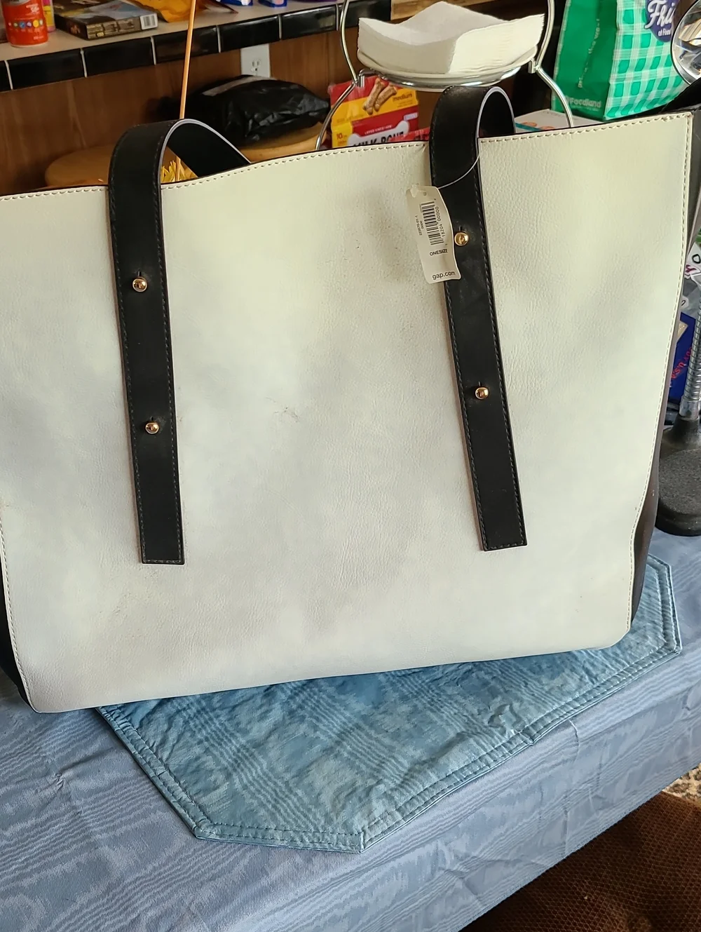 GAP Classic Two-Tone Tote Bag - White and Black